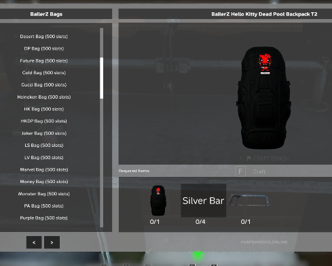 Craft Bench backpack upgrade menu