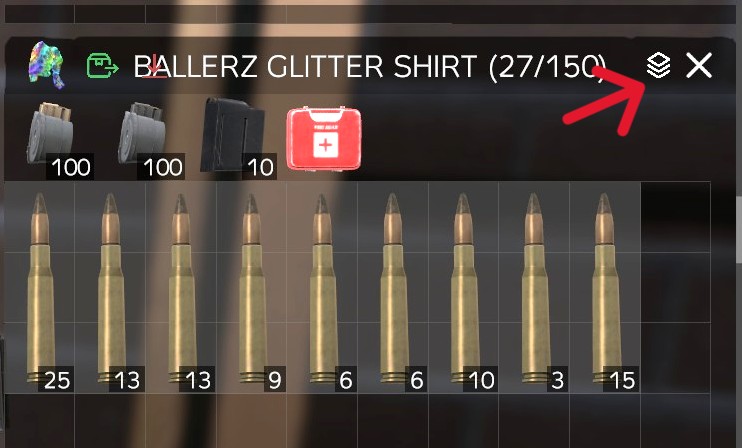 Inventory before using the stack and sort button