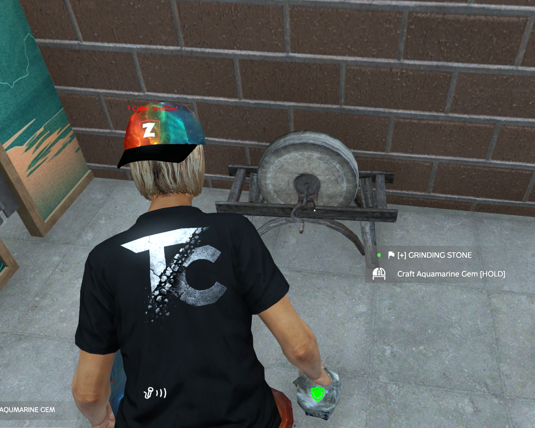 Grinding stone prompt for crafting a gem